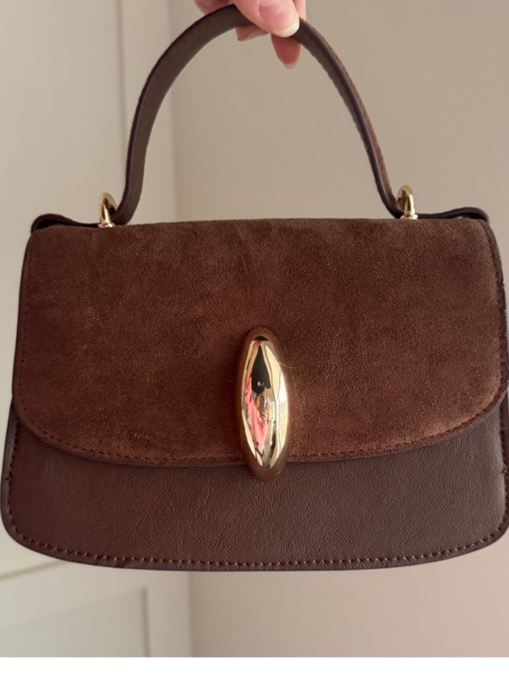 Dolce Vita Brown Suede & Leather Top-Handle Mini Bag